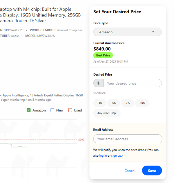 set your desired price