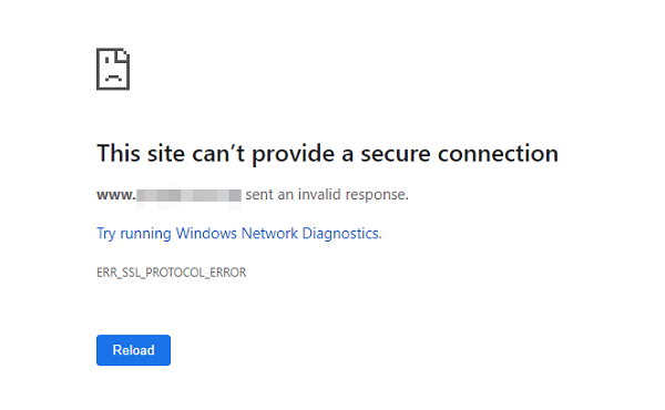 This site can’t provide a secure connection